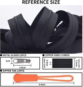 img 3 attached to 🧵 VOC #3 Nylon Coil Zipper Tape: Long Black Zippers by The Yard for Sewing & Crafts (5 Yards) – Includes 12PCS Sliders & Tags – Zipper Roll for Tailors