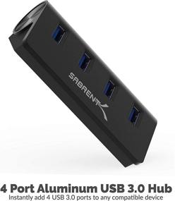 img 3 attached to 🔌 Sabrent Premium 4 Port Black Aluminum USB 3.0 Hub with 30" Cable for iMac, MacBook, PC - Black (HB-MC3B)