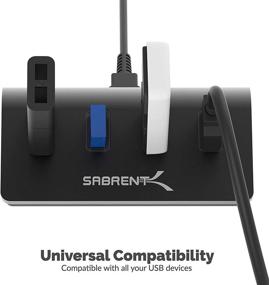 img 1 attached to 🔌 Sabrent Premium 4 Port Black Aluminum USB 3.0 Hub with 30" Cable for iMac, MacBook, PC - Black (HB-MC3B)