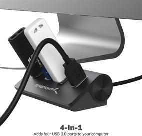 img 2 attached to 🔌 Sabrent Premium 4 Port Black Aluminum USB 3.0 Hub with 30" Cable for iMac, MacBook, PC - Black (HB-MC3B)