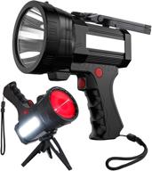 🔦 bigsun rechargeable spotlight: 100000 lumens led flashlight with red lens & usb power bank - perfect for home security, camping, hunting, and more! логотип