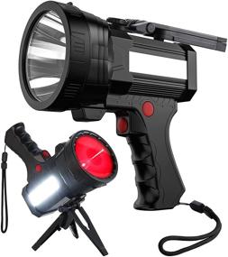 img 4 attached to 🔦 BIGSUN Rechargeable Spotlight: 100000 Lumens LED Flashlight with Red Lens & USB Power Bank - Perfect for Home Security, Camping, Hunting, and more!