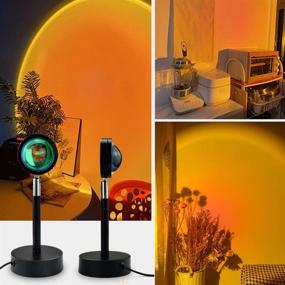 img 3 attached to Sunset Red LED Lamp Projector with 180 Degree Rotation - Rainbow Projection Light for Kids and Adults, Romantic Light for Home Party, Living Room, and Bedroom Decor