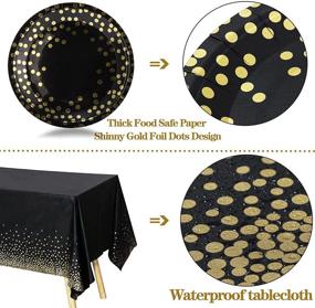 img 1 attached to 🎉 201-Piece Black and Gold Party Supplies for 25 Guests | Gold Dot Disposable Dinnerware Set | Black Paper Plates, Napkins, Cups | Gold Plastic Forks, Knives, Spoons | Ideal for Graduation, Birthday, Wedding