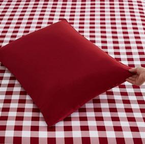 img 1 attached to 🛏️ Nestl Printed Twin Sheet Set - Ultra-Soft Deep Pocket Bed Sheets - Complete 4 Piece Bundle - Shrink & Fade Resistant - Checker Red, Twin Size