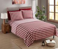 🛏️ nestl printed twin sheet set - ultra-soft deep pocket bed sheets - complete 4 piece bundle - shrink & fade resistant - checker red, twin size logo