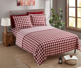 img 4 attached to 🛏️ Nestl Printed Twin Sheet Set - Ultra-Soft Deep Pocket Bed Sheets - Complete 4 Piece Bundle - Shrink & Fade Resistant - Checker Red, Twin Size