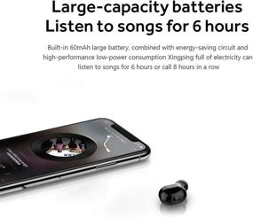 img 3 attached to 🎧 Невидимый Bluetooth-наушник с гарнитурой и шумоподавляющим микрофоном - миниатюрный беспроводной наушник для iPhone, Samsung, HTC, Sony и других Android-телефонов (черный)