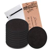 🌿 10 pack of reusable makeup remover pads - 2-layer 3.15 inch black - washable eco-friendly natural organic bamboo cotton round pads with laundry bag - soft facial cleansing cloths - toner pads - towel wipe for face... logo