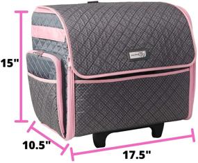 img 1 attached to 🧵 Mary Deluxe Sewing Machine Storage Case - Pink & Grey Rolling Trolley Bag with Wheels for Brother, Singer & Most Machines - Tote Organizer for Accessories