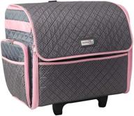 🧵 mary deluxe sewing machine storage case - pink & grey rolling trolley bag with wheels for brother, singer & most machines - tote organizer for accessories logo