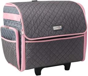 img 4 attached to 🧵 Mary Deluxe Sewing Machine Storage Case - Pink & Grey Rolling Trolley Bag with Wheels for Brother, Singer & Most Machines - Tote Organizer for Accessories