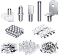 set of 120 shelf pegs for cabinets and bookshelves - 5 styles, nickel plated metal shelf holders for 5mm and 6mm shelves - includes shelf pins for kitchen cabinets and bookshelves logo