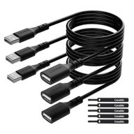 3-pack usb 2.0 type a male to a female extension cable (4 feet) with 5 velcro ties – durable sr design – compatible with printer, keyboard, mouse, flash drive, hard drive, and more logo