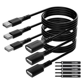 img 4 attached to 3-Pack USB 2.0 Type A Male to A Female Extension Cable (4 Feet) with 5 Velcro Ties – Durable SR Design – Compatible with Printer, Keyboard, Mouse, Flash Drive, Hard Drive, and More