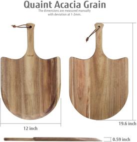 img 2 attached to 🍕 Hecef Acacia Wood Pizza Board Set: Long Handle Pizza Peel, Cutter & Large Serving Board for Homemade Pizza, Cheese, Fruits & Cake - 12 Inch