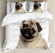 add whimsical charm to your bedroom with ambesonne pug duvet cover set – featuring adorable 9-month-old pug puppy print – queen size, brown black logo