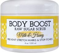 🥛 organic milk and honey sugar scrub 8 oz - hydrates dry skin, fades stretch marks and scars - safe for pregnancy and nursing - hypoallergenic formula logo