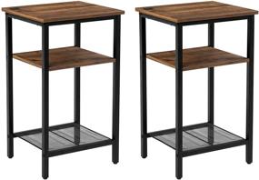 img 4 attached to 🏙️ VASAGLE 2-Pack End Tables in Chestnut Brown and Black - Steel Frame, Easy Assembly for Living Room Bedroom