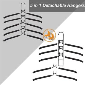 img 3 attached to 👕 YiSeyruo Clothes Hangers Space Saving: 4 Pack 5 in 1 Multi Layer Metal Hanger Racks Non-Slip Foam Padded Heavy Duty Thick Magic Hanger Closet Organizers and Storage for Coat Sweater Suit T-Shirt - Ultimate Space-Saving Solution for Wardrobe Organization