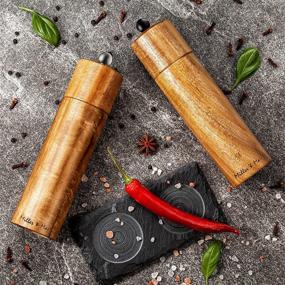 img 3 attached to 🧂 Enhance Your Culinary Experience with Miller & Max Wooden Salt and Pepper Grinder Set - Acacia Mills, 8 inches Adjustable Grinders