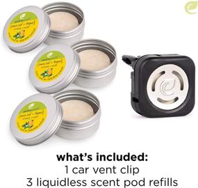 img 3 attached to 🍋 Enviroscent Non-Toxic Car Air Freshener Set (4-Piece) - Lemon Leaf + Thyme Infused with Essential Oils, includes 1 Car Vent Clip and 3 Scent Pods