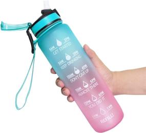 img 4 attached to 💪 32oz Motivational Fitness Sports Water Bottle with Time Marker & Straw | BPA Free & Leakproof Tritan Portable Durable Water Jug | Ideal for Fitness, Gym, and Outdoor Sports | Includes Bottle & Straw Brush