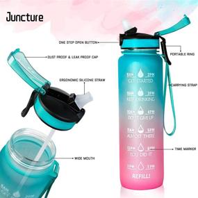 img 2 attached to 💪 32oz Motivational Fitness Sports Water Bottle with Time Marker & Straw | BPA Free & Leakproof Tritan Portable Durable Water Jug | Ideal for Fitness, Gym, and Outdoor Sports | Includes Bottle & Straw Brush