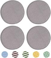 🪑 comfortable round stool chair cushions 4-pack with ties, non-slip pad for kitchen dining, bistro, and bar seats - 13 inch, grey stripe logo