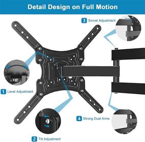 img 1 attached to 📺 Full Motion TV Wall Mount Bracket with Articulating Arms, Swivel, Tilt, Extension, and Rotation for 28-60 Inch LED LCD Flat & Curved Screen TVs - Max VESA 400x400mm, 80 lbs Capacity