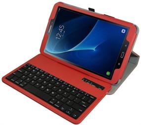 img 2 attached to 🔴 Red Wireless Keyboard Case for Samsung Galaxy TAB A 10.1 2016, Mama Mouth Slim Design Stand PU Leather Cover with Detachable Wireless Keyboard, Compatible with T580 T585 Android Tablet