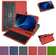 🔴 red wireless keyboard case for samsung galaxy tab a 10.1 2016, mama mouth slim design stand pu leather cover with detachable wireless keyboard, compatible with t580 t585 android tablet logo