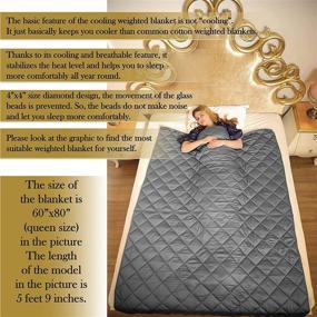 img 3 attached to 🌿 WONAP Cooling Weighted Blanket - 100% Bamboo Viscose - 15 lbs 60"x80" Queen Size - Natural Bamboo with Premium Glass Beads - Cool Heavy Blanket for Adults - Grey