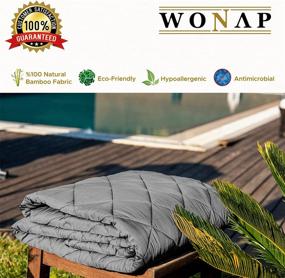 img 1 attached to 🌿 Охлаждающее взвешенное покрывало WONAP - 100% хлопковая вискоза из бамбука - 15 фунтов, 60"x80", размер "Queen" - натуральный бамбук с премиум стеклянными гранулами - прохладное тяжелое покрывало для взрослых - серый.