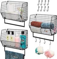 3-piece wall-mounted metal wire basket towel rack set for bathroom, kitchen, magazine, mail, and fruit organization with bath towel bar logo