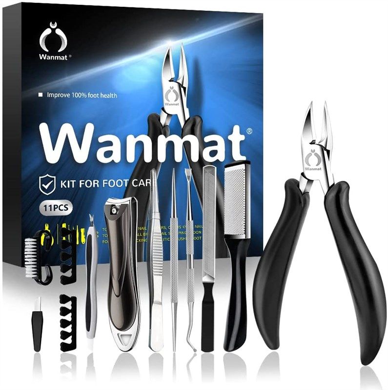 11PCS Toenail Clippers for Thick Nails, Ingrown Toenail Tools Removal Kit  for Seniors, Professional Toe Nail Clipper Adult Long Handle, Pedicure Kit  Set Nail Cutter Manicure Tool