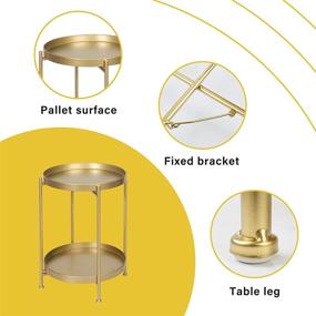 img 2 attached to 🍃 Modern Golden Accent Coffee Table: MBOOYOME Metal Round Snack Table with Tray - Ideal for Small Spaces, Living Room, Bedroom & Indoors