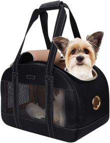 img 4 attached to 🐾 PetsHome Dog Carrier Purse, Cat Carrier, Waterproof Premium Leather Travel Bag for Cats and Small Dogs - Portable, Home & Outdoor, Small, Black
