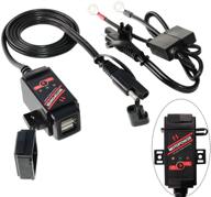 зарядное устройство motopower mp0608 с двумя портами usb для мотоциклов мощностью 3,1 ампера с адаптером sae на usb, монитором батареи, переключателем управления, светодиодным индикатором - предотвращает переразряд батареи. логотип