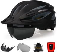 🚴 shinmax bike helmet with usb charging light, magnetic goggles, sun visor & portable bag - adjustable cycling helmet logo