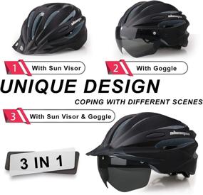 img 3 attached to 🚴 Shinmax Bike Helmet with USB Charging Light, Magnetic Goggles, Sun Visor & Portable Bag - Adjustable Cycling Helmet