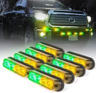 🚨 xprite emergency vehicle waterproof surface mount strobe light - amber yellow & green led 4w warning police light head with clear lens for deck dash grille - 8 pack logo