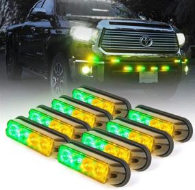img 4 attached to 🚨 Xprite Emergency Vehicle Waterproof Surface Mount Strobe Light - Amber Yellow & Green LED 4W Warning Police Light Head with Clear Lens for Deck Dash Grille - 8 Pack