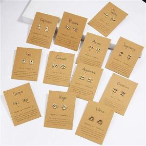 img 1 attached to 🌟 Exquisite 2021 Zodiac Stud Earrings: Horoscope Constellation Astrology 18K Gold Plated Card Packaging for Women, Girls, Teens - Perfect Birthday & Anniversary Jewelry Gift