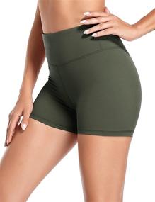 img 4 attached to 🩳 Hopgo Women's High Waist Biker Shorts 4" - Yoga Workout Tummy Control Compression Running Shorts with Inner Pocket