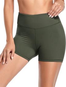 img 1 attached to 🩳 Hopgo Women's High Waist Biker Shorts 4" - Yoga Workout Tummy Control Compression Running Shorts with Inner Pocket