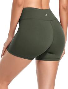 img 3 attached to 🩳 Hopgo Women's High Waist Biker Shorts 4" - Yoga Workout Tummy Control Compression Running Shorts with Inner Pocket