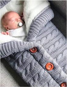 img 3 attached to 👶 Baby Swaddle Blanket, Newborn Baby Wrap Swaddle Blanket Knit Bag Receiving Blankets Stroller Wrap for Baby - Gray (0-6 Months)