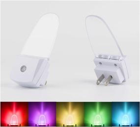 img 4 attached to RGB LED Night Light Set - Plug-In with Dusk-to-Dawn Sensor, Auto On/Off, Color Changing, Multi-Color Nightlight Duo