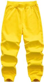 img 4 attached to 👖 Popular Boys' Solid Color Cotton Jogger Sweatpants for Ages 3-12 Years